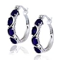 Sterling Silver Sapphire Hoop Earrings