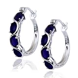 Sterling Silver Sapphire Hoop Earrings