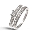9ct White Gold Channel Set 0.50ct Princess Cut Diamond Bridal Set Ring