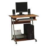 Mobile Computer Desk Cart - Colonial Maple Finish
