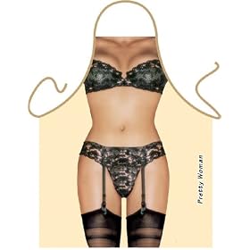 Pretty Woman Suspenders Sexy Novelty Apron for Barbeque and Kitchen designed by Itati