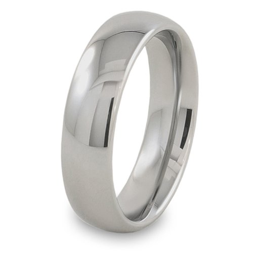 Domed Polished Titanium Band (6.0mm) - Sizes 5 - 13