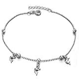 White Gold Plated Anklet Foot Dolphin Chain Summer Beaded Jewelry Adjustable 184