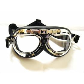 WWII RAF Aviator Pilot Motorcycle Half helmet Goggles (TMS-33-6)