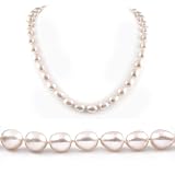 AugustinaJewelry Single Strand 18 Inch 9-10mm white Oval Shape Freshwater Cultured Pearl Necklace