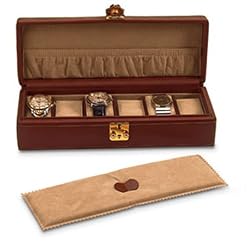Brown Leather Watch Case for Five Watches