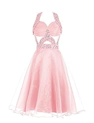 Girls Sexy Sweetheart Backless Beaded Sequined Cocktail Short Chiffon/Metallic Party Dress 