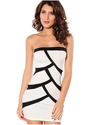 Girls Sexy Off the Shoulder Polyester Striped Print Bodycon Dress 