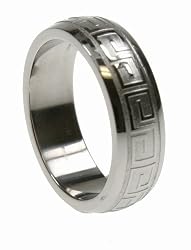 316L stainless steel ring with combination matte and shiny polish and laser cut design - Width: 6mm (Sizes 6-13)