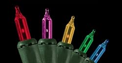 Set of 35 Multi-Color Everglow Mini Christmas Lights - Green Wire