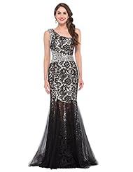 One Shoulder Satin/Tulle Lace Asymmetric Beaded  Sequined Cocktail Floor Length Thigh Length Evening Dress/Homecoming Dress/Bridesmaid Dress/Pageant Dress/Prom Dress/Party Dress/Wedding Dress  With Rh