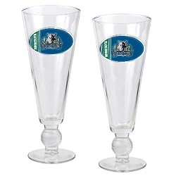 Minnesota Timberwolves NBA 2pc Pilsner Glass Set with Basketball on stem - Oval Logo by Great American Products