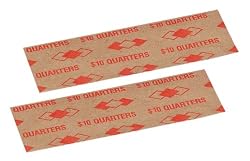 PM Company $10/SecurIT Kraft Flat Quarter Coin Wrappers, 4 Inches Length, Brown/Orange, 16,000 Carton (53025)
