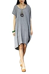 Plus Size Summer Cotton/Linen Vintage Pleated  Dress