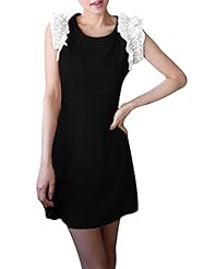 Scoop Neck Sleeveless  Polyester Mini Dress  With Pearls