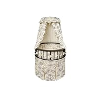 Badger Basket Black Elegance Round Baby Bassinet w/ Black Etoile Bedding