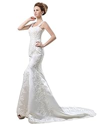 Petite Sweetheart Lace Applique Floor Length Mermaid Satin Natural   Waistline  Dress