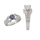 18k Chatham 6.5mm round blue sapphire color #3 engagement ring with split shank 18k Chatham 6.5mm round blue sapphire color #3 engagement ring with split shank