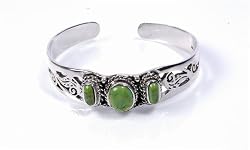 Silver Stone Bangle Bracelet, Size: 15mm