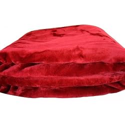 Brand New Queen Size Solid Super Soft Plush Mink Blanket Burgundy