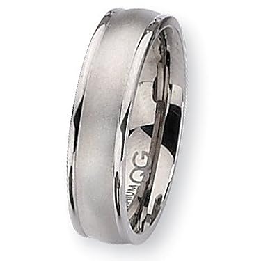 Ridged Edge Brushed and Polished Titanium Ring (6.0 mm) - Sizes 6-13