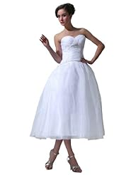 Sweetheart  Ankle Length Organza/Satin  Ball Gown Wedding Dress 