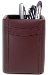 Chocolate Brown Leather Pencil Cup