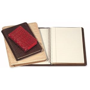 Genuine Italian Leather Refillable Notebook, Wire-O Spiral, Ruled, Perforated Pages, 5-3/8" x 7-3/8"