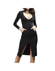 V-neck Long Sleeves Cocktail Polyester Slit Bodycon Dress/Club Dress/Homecoming Dress/Prom Dress/Party Dress/Midi Dress 