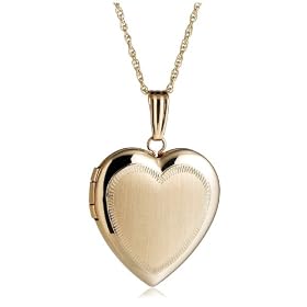 14k Yellow Gold Satin-Finish Heart Locket, 18"