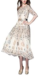 Elbow Length Sleeves General Print Chiffon/Polyester  Dress