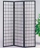 Room Divider Panel with Checker Design in Black Finish