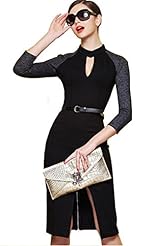Sexy V-neck Spring Fall Winter Belted Polyester Bodycon Dress/Party Dress 