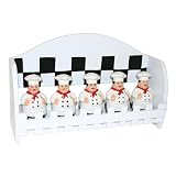5pc spice rack w/wood holder. Fat Bistro Chef Ceramic