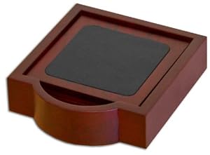 Rosewood & Leather 4 Coaster Set with Holder