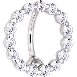 Solid 14kt White Gold Reverse Zirconia Circle Belly Ring