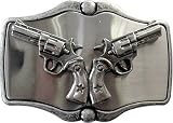 Mens "Mounted Pistols" Gun Metal Belt Buckle