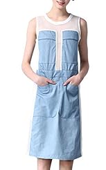 Sleeveless Mesh Denim Homecoming Dress/Party Dress/Wedding Dress/Midi Dress 