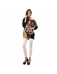 Plus Size Sexy Tiger Print Belted Vintage Cashmere Long Sleeves  Shirt  Dress