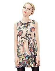 Winter Pleated Acrylic/Spandex Sleeveless Paisley  Dress