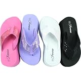 Platform Thongs Flip-Flops Sequins Pink Purple White Black