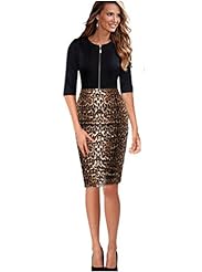 Cocktail Leopard Print Polyester/Spandex Colorblocking Illusion Club Dress/Party Dress 