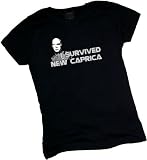 "I Survived New Caprica" - Battlestar Galactica Crop Sleeve Fitted Juniors T-Shirt