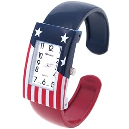 Geneva Platinum American Flag Watch