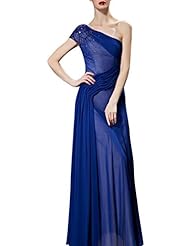 A-line Cocktail Floor Length One Shoulder Short Sleeves Satin Sequined Draped Homecoming Dress/Pageant Dress/Prom Dress/Party Dress/Wedding Dress 