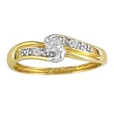 Diamond Promise Ring with Thick 10K Yellow Gold Band (.10ct tw, sizes 4-10)