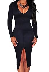 Spring Summer Winter Long Sleeves Polyester/Spandex Lace Slit Club Dress/Party Dress 