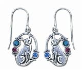 Solid Sterling Silver Color Crystal Cats Earrings
