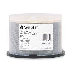 Verbatim 95355 UltraLife 4.7 GB 8x Gold Archival Grade DVD-R, 50-Disc Spindle