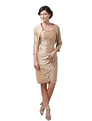 Strapless Taffeta Knee Length Lace-Up Mother-of-the-Bride Dress 